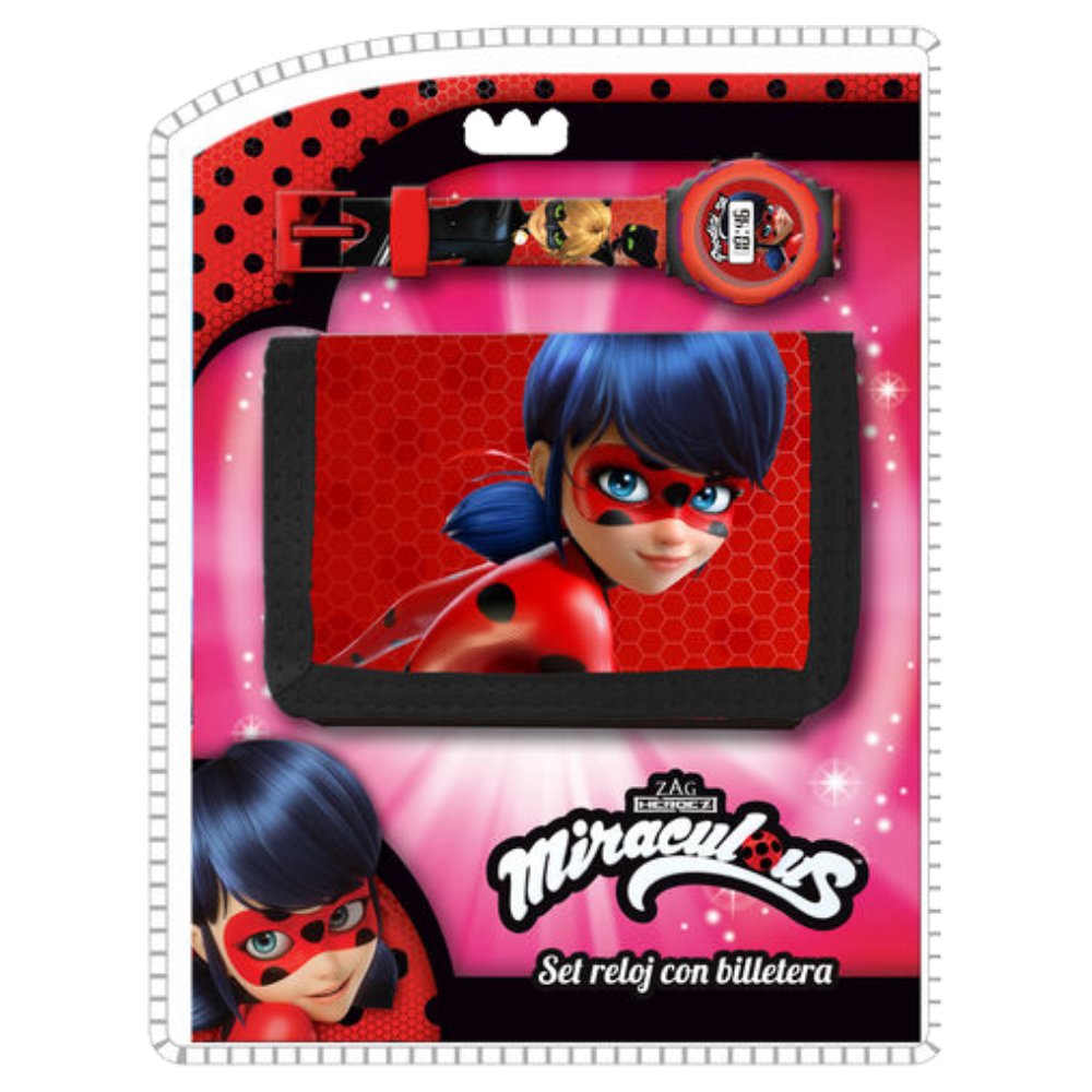 Miraculous Ladybug Kids Digital Watch and Wallet Set Coin Pouch, 25 cm, Multicolour