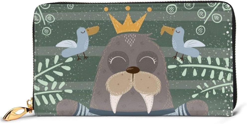 Amazon かわいい睡眠セイウチ 財布 本物の牛革 長財布 メンズ財布 レディース財布 おしゃれ ジッパー コインケース 大容量 小銭入れ ファッション小物 Not 財布
