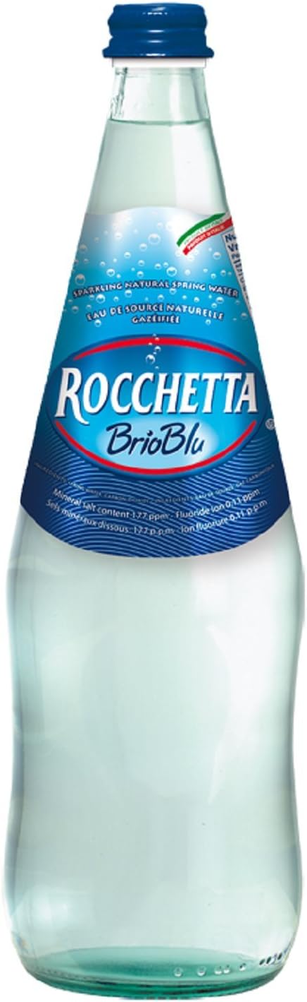 Rocchetta (Sparkling) Natural Spring Mineral Water, 33.8 fl oz (6 Glass Bottles)
