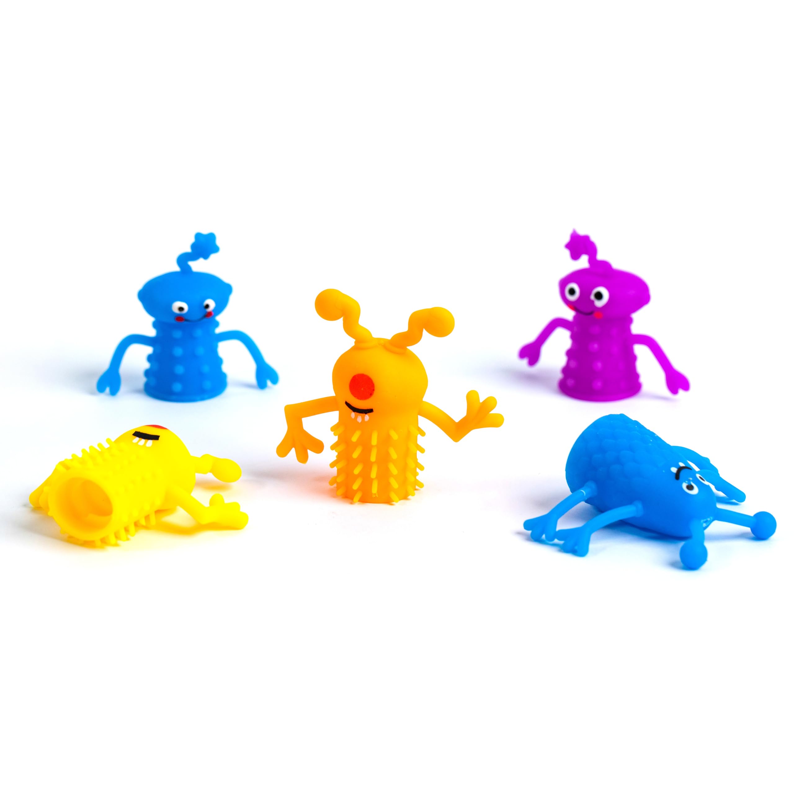 Toyseum 24 x Alien Finger Puppets, Fillers for Kids Space Themed Party Bags, Fun and Colourful Finger Monsters are Ideal for Children of Any Age, Pack of 24 (4 Vibrant Colours)