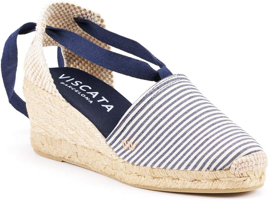 Punta Chiusa Viscata Escala Espadrillas Classiche con Zeppa 6,3 cm Prodotte  artigianalmente in Spagna Lacci alla Caviglia Scarpe e borse  urban-earth.co.uk