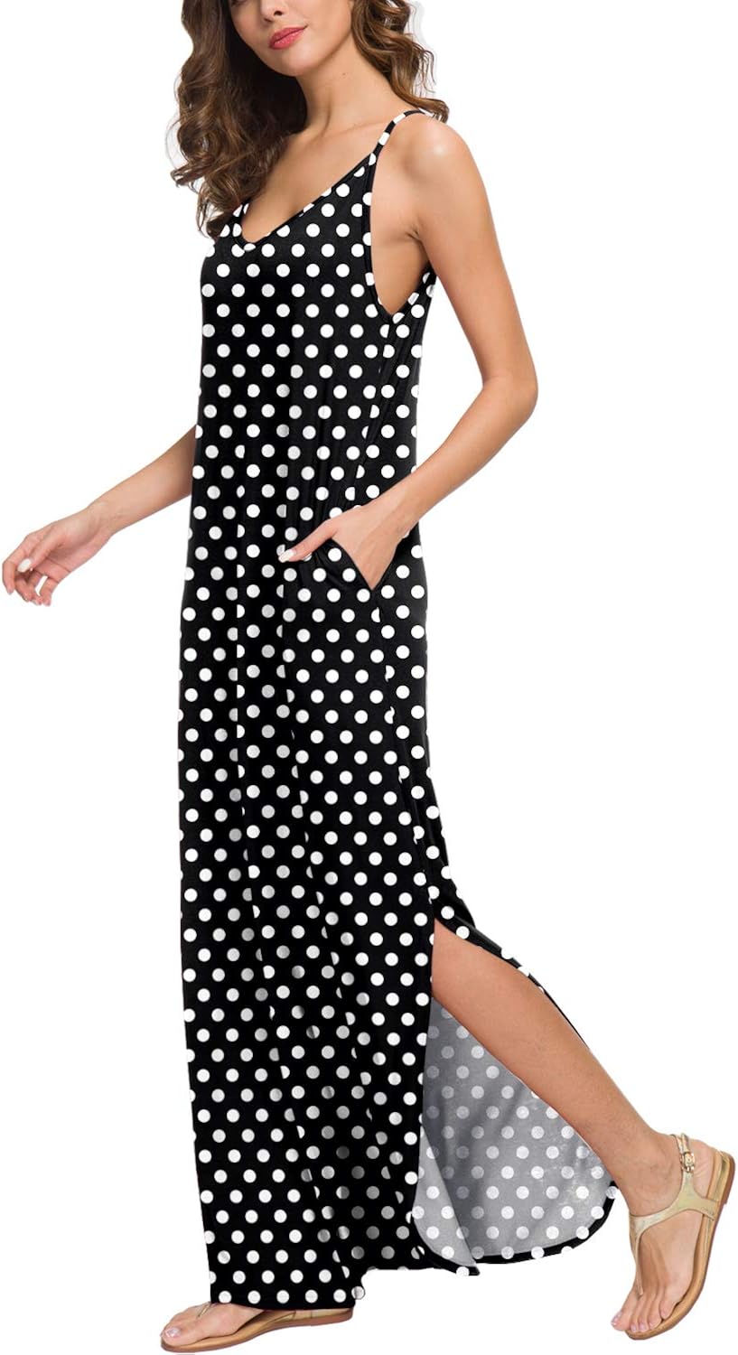 GRECERELLE Women's Summer Casual Loose Dress Beach Cover Up Long Cami Maxi Dresses with Pocket at  Women’s Clothing store