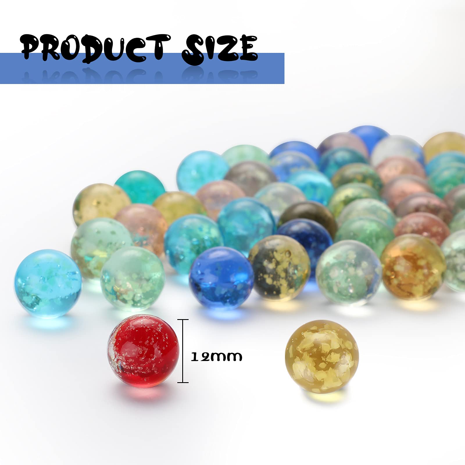 Gejoy 100 Pieces Colorful Glass Marbles Glow in The Dark Multi-Color Luminous Glowing Glass Marbles for Marble Games DIY and Home Decor