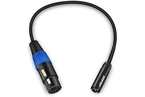 JOLGOO 1 Feet Mini XLR Male to XLR Female Adapter Cable, 3-Pin, for BMPCC 4K/6K, Video Assist 4K, Sharp 8K, Rode, Sennheiser, Sony & More