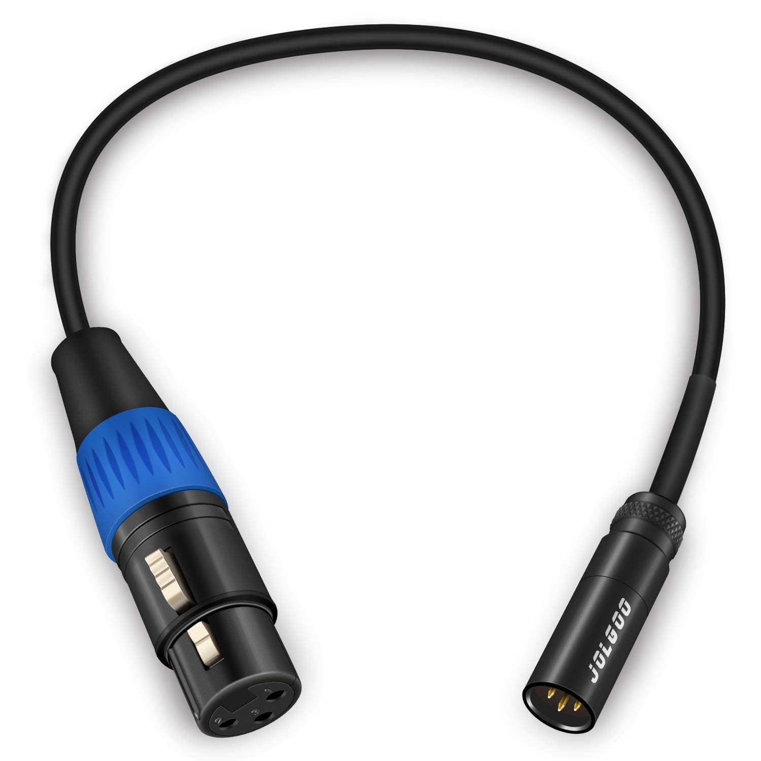 JOLGOO Mini XLR Male to XLR Female Adapter Cable, 3-pin Mini XLR Male to XLR Female Adapter Cable, for BMPCC 4K Camera Video Assist 4K Sharp 8K, 0.3 meters