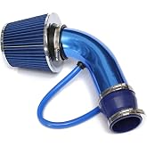 RASNONE 3 Inch Universal Cold Air Intake Kit, Aluminum Induction Flow Hose Pipe Kit with Air Filter (Blue)