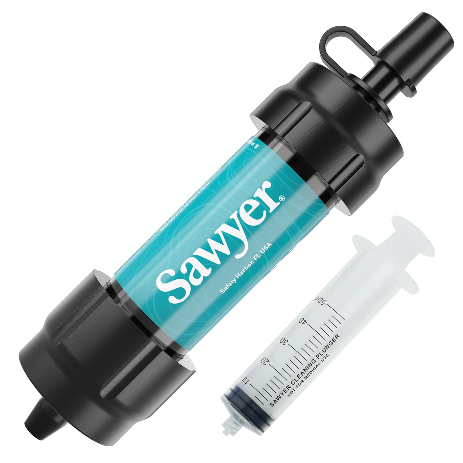 Photo 1 of Sawyer Products SP340 Mini Water Filtration System, Filter and Cleaning Plunger only, Single, Teal