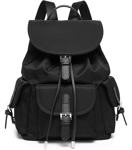 Goinsound Drawstring Leather Backpack Elegant Bags for Women Drawstring Leather Backpack with Adjustable Strap and Magnetic Buckle, Casual Daypack Black : Clothing, Shoes & Jewelry