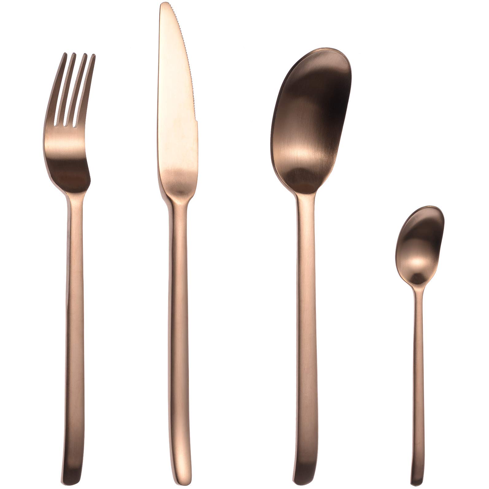 16 - Piece Dinner Set,Retro Style Stainless Steel Cutlery Sets,Consist of 4 Dinner Knives / 4 Dinner Forks / 4 Dinner Spoons / 4 Coffee Spoons,matt,Dishwasher Safe(Rose Gold)