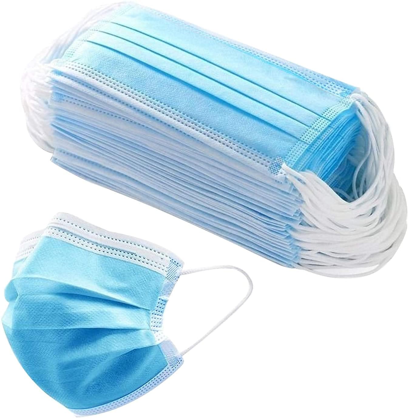 50pcs MeltBlown Breathable 3Ply Disposable Face Mask with Nose Pin