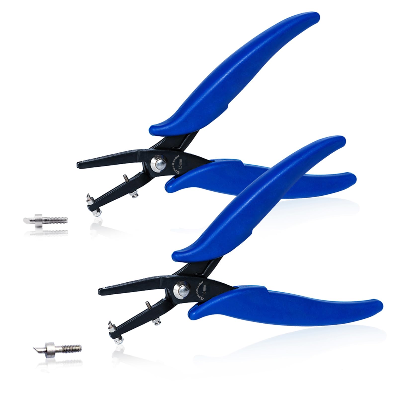 SPEEDWOX Metal Hole Puncher Jewelry Hole Punch Set 1.5mm and 1.8mm Diameter Round Hole for Sheet Metal 0.5mm Thick 6 Inches Hole Punch Pliers Precision Jewelry Making Tool Craft Beading Hobby