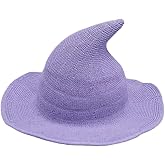 Aniler Men's and Women's Halloween Witch Hat Wool Knitted Cap for Party Masquerade Cosplay Costume Accessory Daily