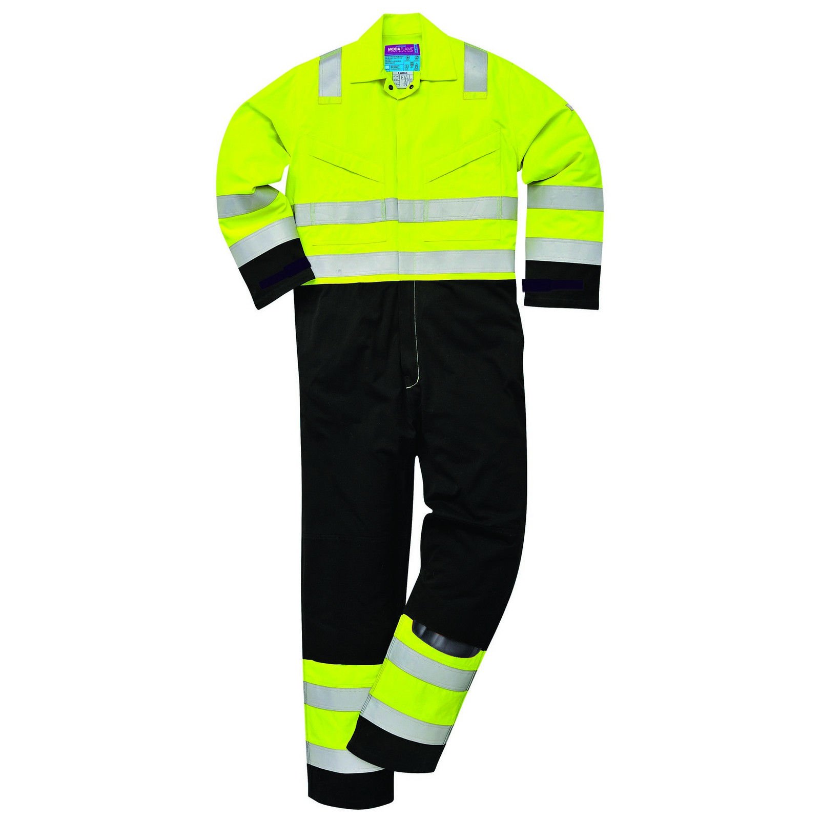 Portwest MV28 Reflective Hi-Vis Modaflame Coverall Yellow/Navy, X-Large