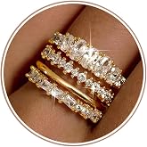 LOLIAS Gold Stackable Rings for Women Non Tarnish Engagement Wedding Bands | Hypoallergenic,Dainty Cubic Zirconia Wedding Ring Set,Minimalist Trendy Statement Promise Thumb Rings Stacking Size 5-10