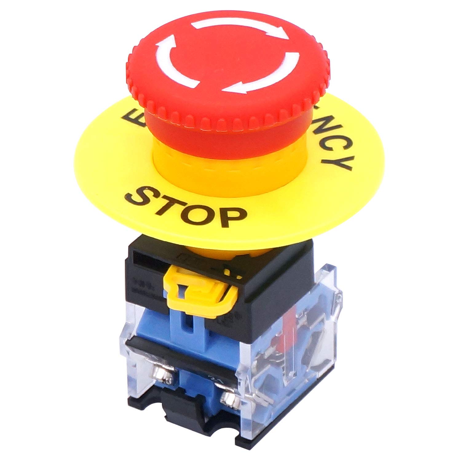 Taiss 22mm 2 NC Red Mushroom Latching Emergency Stop Push Button Switch 10A 440V LA38A-02ZS