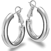 DURUILY Chunky Hoop Earrings for Women 14K Gold Plated and Silver Plated Lightweight Hypoallergenic Earrings Jewelry Gift