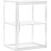 Attelite Acrylic Display Case for Collectibles 3 Adjustable Layers 1Pack | Tool-free Assembly, Clear Display for Figures,2 Tier Clear Acrylic Box, Stackable Storage Bin, Magnetic Door,Dustproof