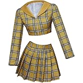 RocailleCos Fancy Girl Yellow Plaid Cosplay Costume Dress Crop Top Blazer Skirt Suit Halloween Outfit for Women