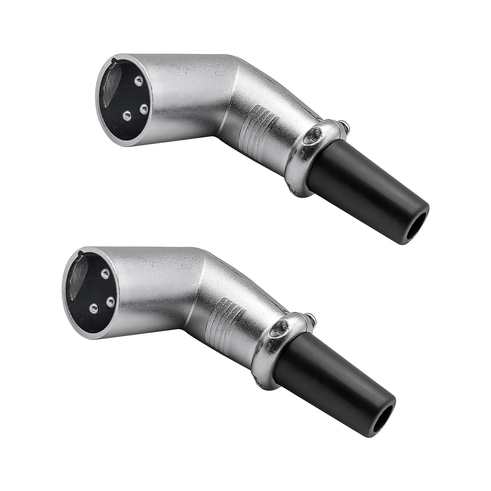 iYueMps 90 Degree XLR Connector, 2 Pack XLR 3 pin Microphone Speaker Male Right Angle Adapter (Male)