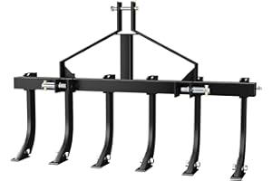 MemoryField 48" Detachable Plow Scarifier, 6-Shank 3-Point Tractor Cultivator, Heavy Duty for CAT-0 & CAT-1 Tractors, Black