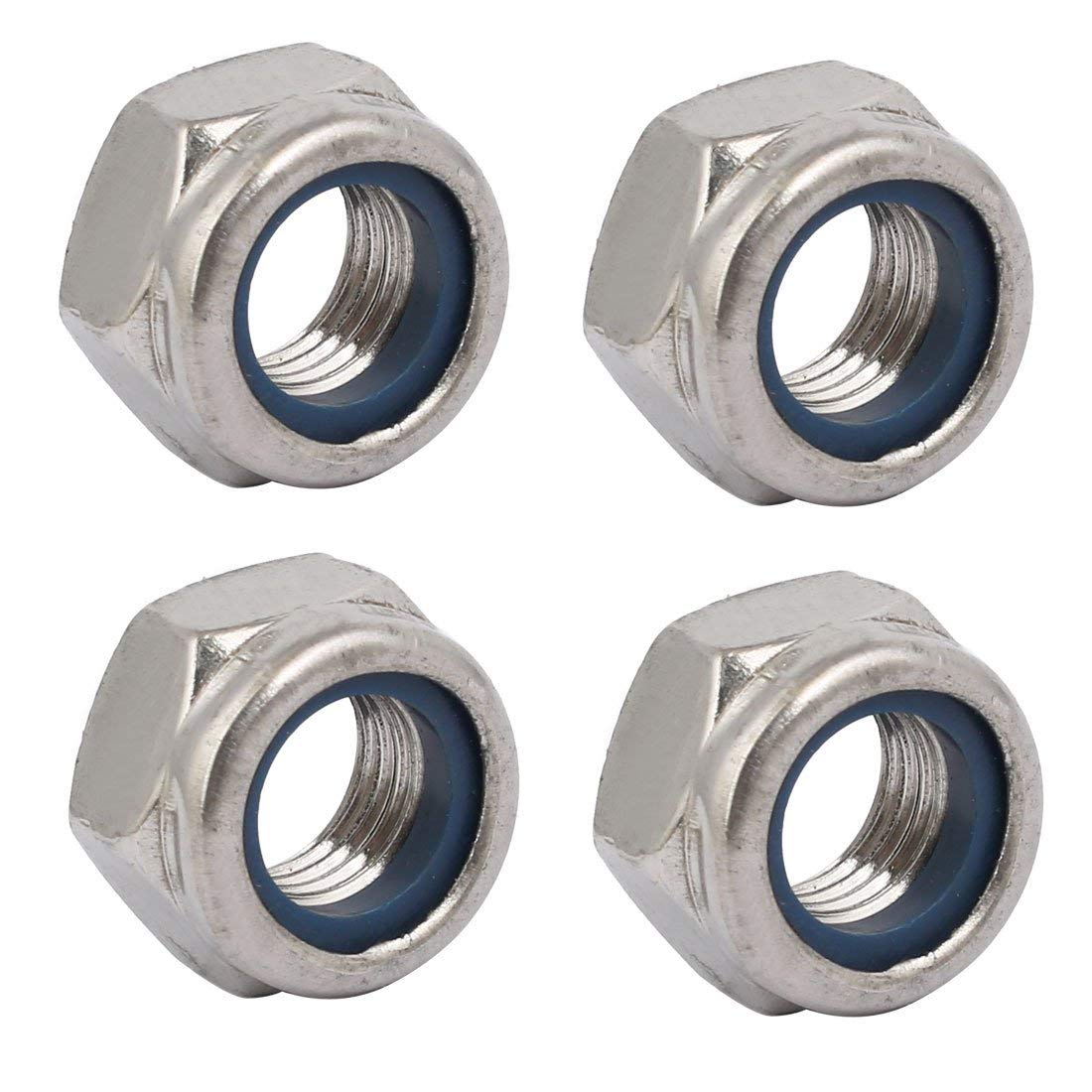 TA-VIGOR 4Pcs Hex Lock Nuts, M12 x 1.5mm Pitch Metric Fine Threaded Stainless Steel Insert Self-Locking Nuts for DIY & Motoring Projects