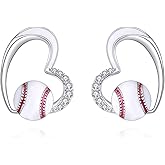 Grmdit Volleyball/Basketball/Baseball/Soccer Earrings for Mom Women 925 Sterling Silver Sport Stud Earrings for Women Ball Jewelry Gifts for Sport Lover Player