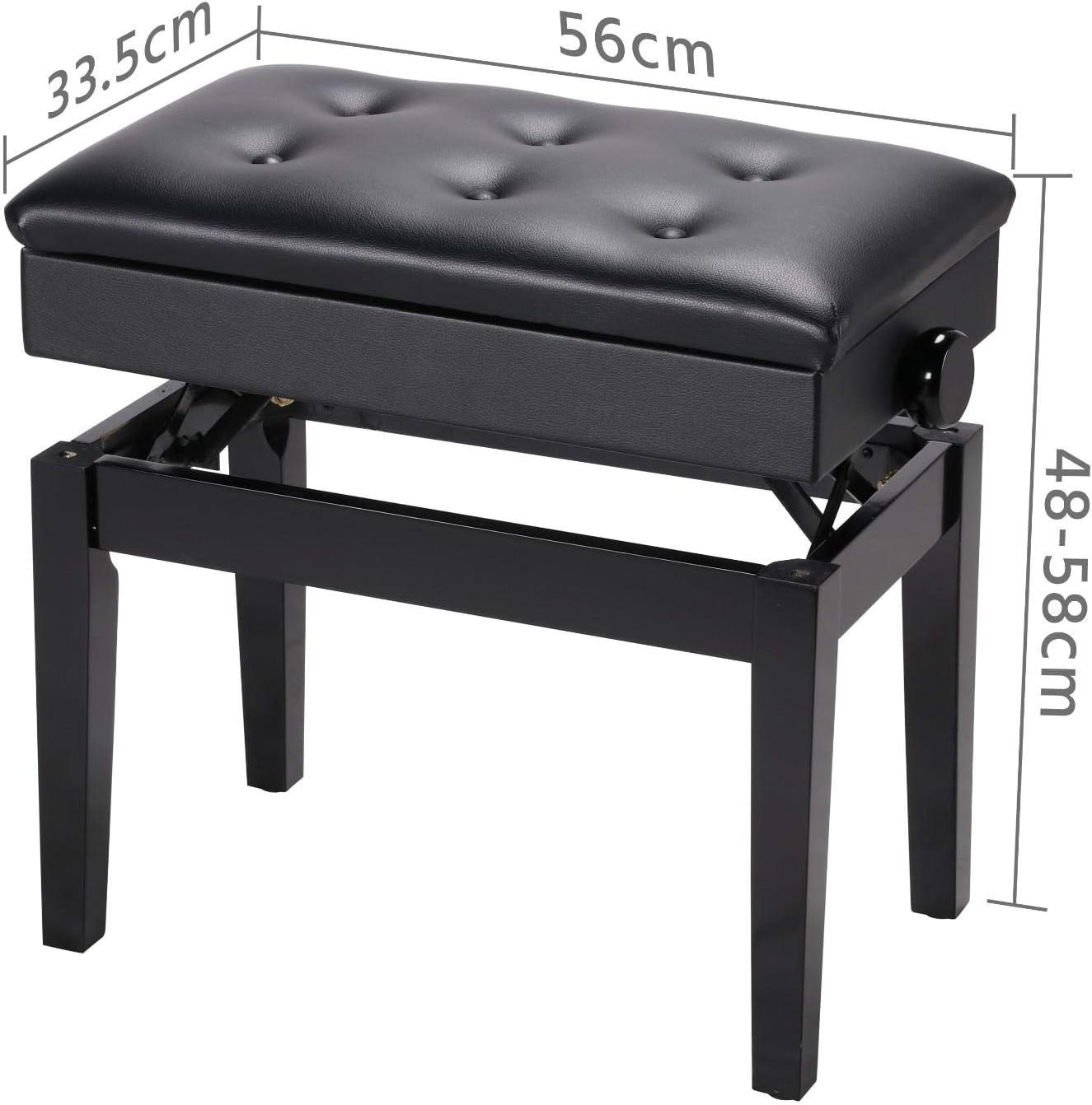 Yaheetech Banc Banquette De Piano Tabouret Rembourre En Bois Hauteur Reglable 48 58 Cm Capacite De Charge 150 Kg Amazon Fr Instruments De Musique
