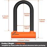 Sportneer 17mm Heavy-Duty U Lock with 5ft Steel Cable & Bracket view 3