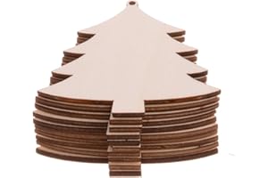 YEEQIN Christmas Wooden Crafts Hanging Ornaments Christmas Tree Decoration Unfinished Wood Cutouts for DIY Blank Slices to Paint (10PCs Christmas Tree Style)