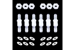 ANPTGHT 1/4” Thru-Bulk Bulkhead Plastic Hose Barb Fittings Union Adapter Fittings for Aquarium Fuel Gas Liquid Air with Metal washers (Pack of 6)