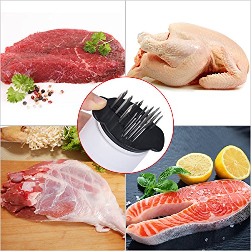 Meat Injector - 304 Stainless Steel Kitchen Tool 2 in 1 Meat Tenderizer Needle 3 Pinholes meat tenderizer injector,Best For Tenderizing/BBQ/Marinade/Beef/Pork/Steak/Chicken