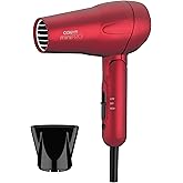 Conair Mini Pro Hair Dryer, Travel Hair Dryer with Folding Handle, Red