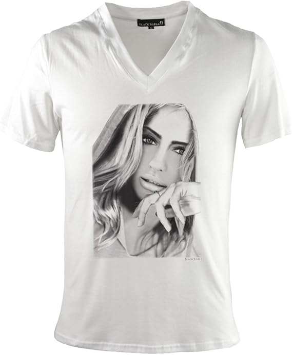 Amazon Tシャツ ガール セクシー 女性 外国人 外人 Vネック プリント 半袖tシャツ メンズ ホワイト白2 Zkt003 Tシャツ カットソー 通販