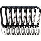 VictorsHome Carabiner Clip Keychain Aluminum Alloy D Shape Multifunction Clip Hook with 3 Key Rings 6 Pack
