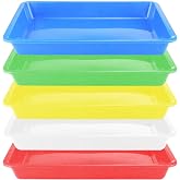 Plastic Art Trays - 5 Piece Stackable Activity &amp; Craft Organizer, Serving &amp; Jewelry Tray for DIY Projects, Painting, Beads (11 x 8.3 x 1.2 inch)