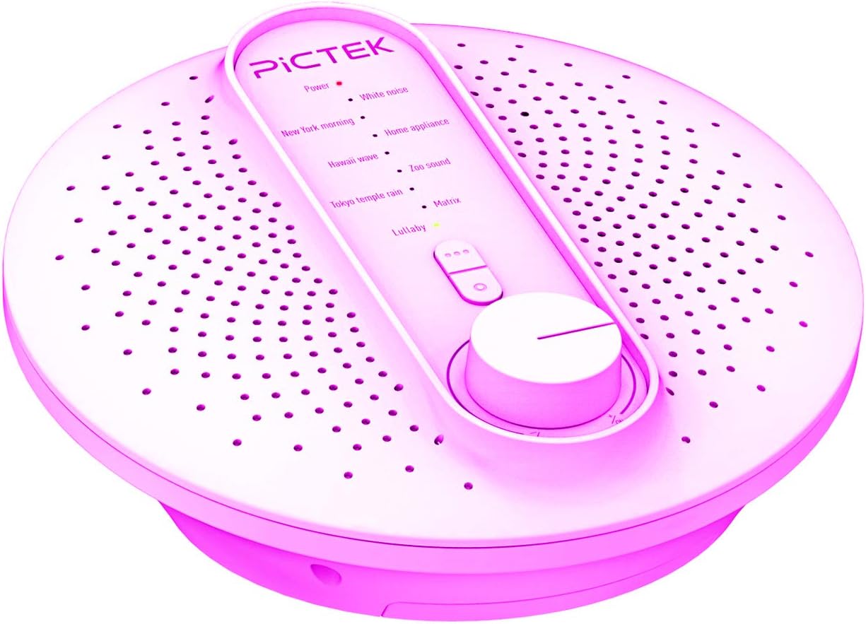 PICTEK White Noise Machine, 24 Non-Looping Soothing Sounds Sleep Lullaby Baby Sound Machine for Sleeping with Auto-Off Timer, Headphone Jack, USB or Battery Powered (Adapter Not Included)?