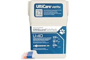 UltiCare VetRx U-40 UltiGuard Safe Pack Pet Insulin Syringes 1/2cc, 29G x 1/2", 100 ct