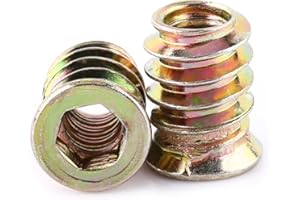 Threaded Insert, 20pcs Carbon Steel Hex Socket Drive Insert Nuts Threaded for Wood Furniture(M6*15mm)