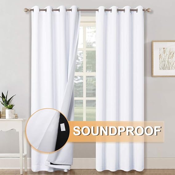 RYB HOME Soundproof Divider 100 Blackout Curtains for