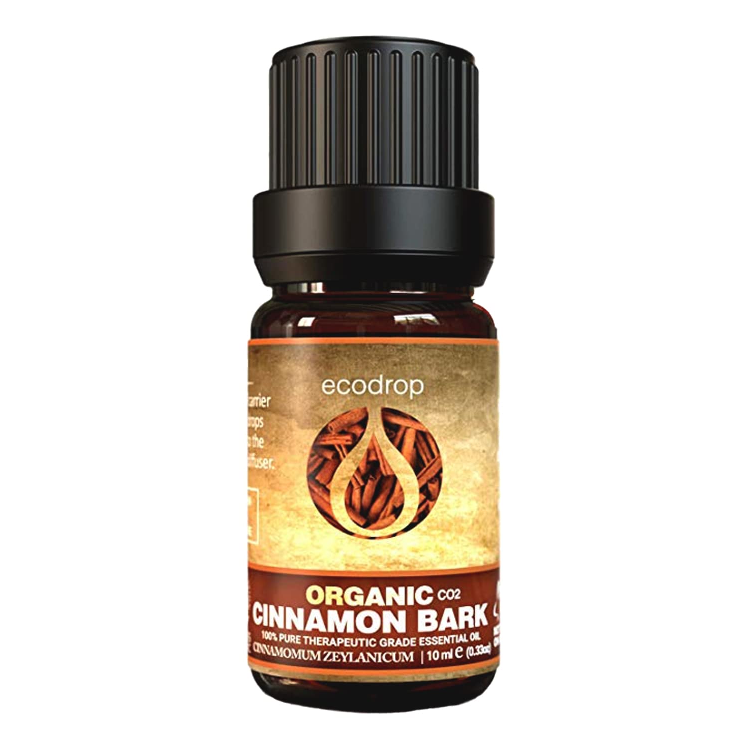 Ecodrop Cinnamon Bark Essential Oil - 10ml | 100% Natural Indian Cinnamomum Zeylanicum Oil | Organic Aromatherapy Diffuser & Massage Oil for Mental Calm, Mood, Sore Muscles & Focus — image 1