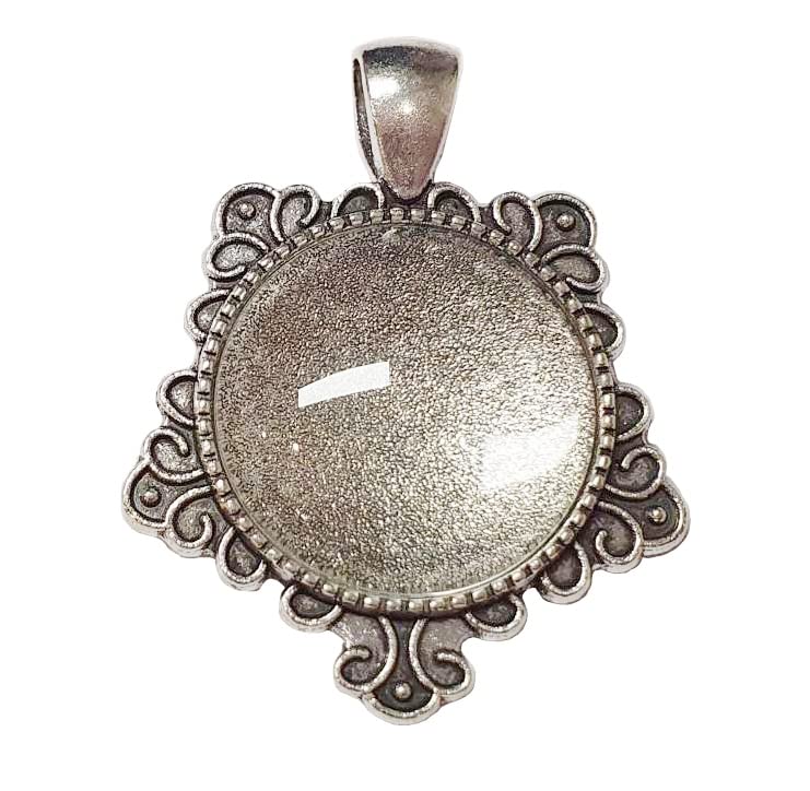 Perlin 8 Pieces 4 Pieces Silver Setting Jewellery Charm Empty Bezel Lockets Metal Pendant 20 mm Round 4 Pieces Clear Glass Cabochon Frame