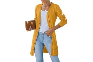 MEROKEETY Women's 2024 Fall Long Sleeve Snap Button Down Solid Color Knit Ribbed Neckline Cardigans
