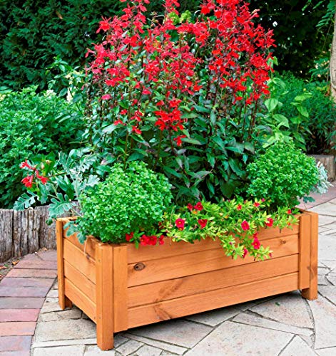BOGATECO Pflanzkasten Pflanzkübel aus Holz | 80 x 38 cm | Eiche Braun | Blumen-Topf Perfekt für Garten, Terrasse & Balkon | Stabile und Robuste Konstruktion | Imprägniert | Mit Agro-Textil – Bild 5