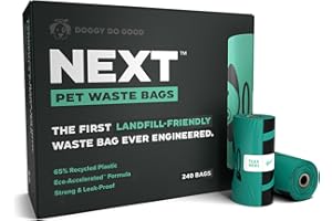 Doggy Do Good Next Pet Waste Bags for Dog Poop, Landfill Friendly, Recycled Plastic, Unscented, Leakproof, Strong, Thick, Earth Friendly, 240 Count