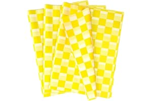 MUNILAIL 100 Sheets Yellow & White Checkered Tissue Paper, 20 x 14 Inches, Gift Wrapping, Crafts, Party & Snack Packaging