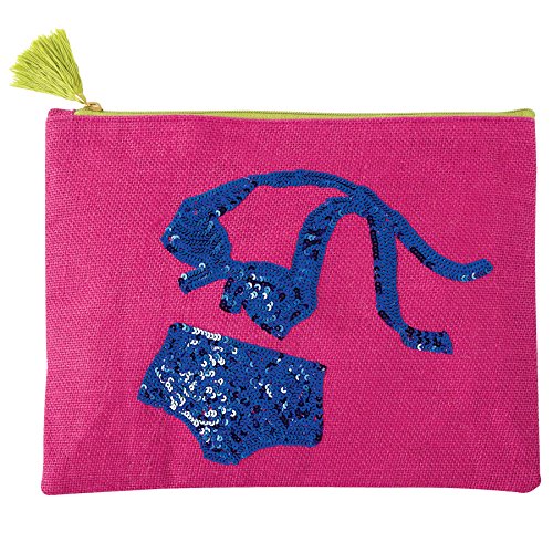Mud Pie Sequin Bikini Dazzle Carry All Case Swimsuit, Pink
