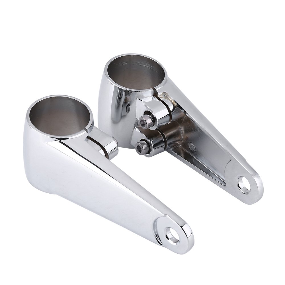 Keenso Universal Motorcycle Front Fork Mount Bracket, 2 Pcs Chrome Motorcycle Headlight Side Mounting Bracket Fork Ears for for 35mm-41mm Fork Tube Fork Headlight Mount