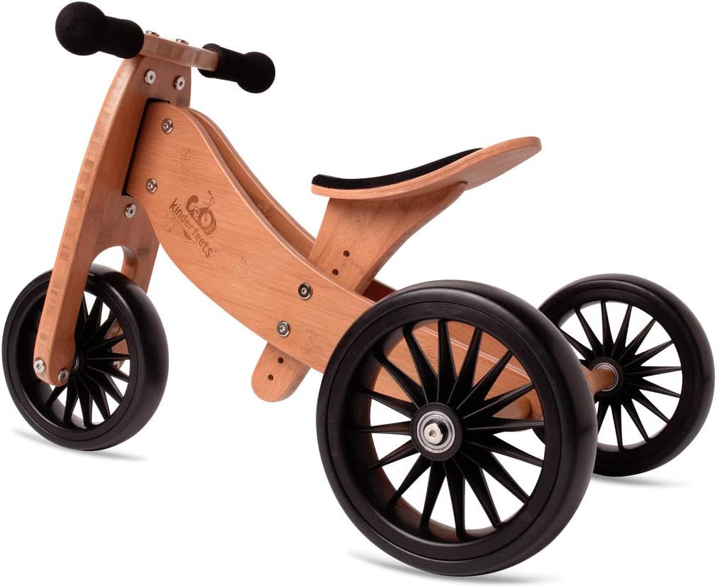 Kinderfeets TinyTot Plus 2-in-1 Wooden Balance Bike and Tricycle - Easily Convert From Bike to Trike | Sustainable and Eco-Friendly | Adjustable Riding Balance Toy for Kids and Toddlers 18 Months and Up