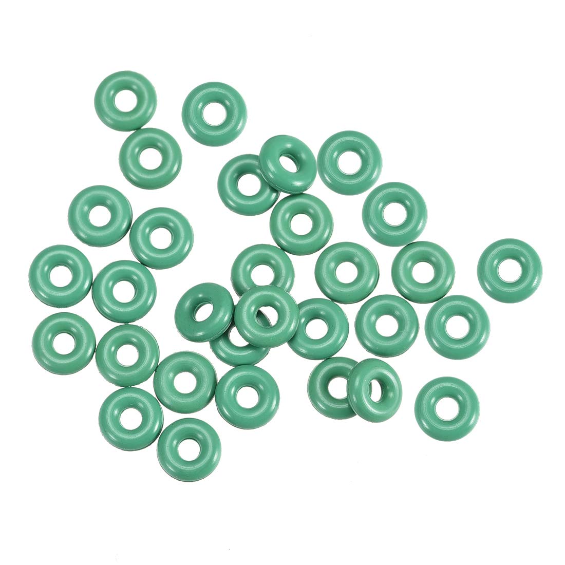 sourcing map Fluorine Rubber O-Rings, 4.5mm OD 1.5mm ID 1.5mm Width FKM Seal Gasket for Machinery Plumbing, Green, Pack of 30