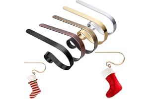 AUOCATTAIL Christmas Mantle Hooks for Stockings, Christmas Ornament Hook Adjustable Metal Fireplace Wall Hanging Sign Xmas Sock Holder for Holiday Decorations 5 Pcs